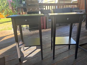 Pair of Dark Wood Nightstands with Drawer