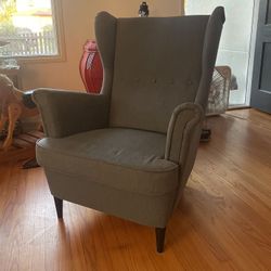 Grey IKEA Strandmon Wingback Chair