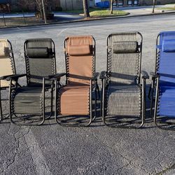 Patio Chair Zero Gravity Chair Outdoor Lounge Chaise Adjustable Reliners for Pool Yard $25 Each