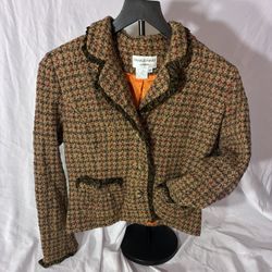 Vintage Charles Gray London Wool Tweed Jacket with Ruffle Detail
