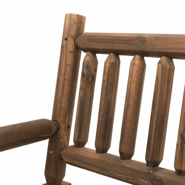 Wooden Rocking Chair 2-Person Outdoor Bench with Natural Fir Wood Construction & Relaxing Swinging Motion