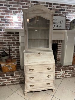 Beautiful Refinished Antique Jasper Cabinet Secretary Desk with KEY / Bookcase / Display Shelf / Accent Piece