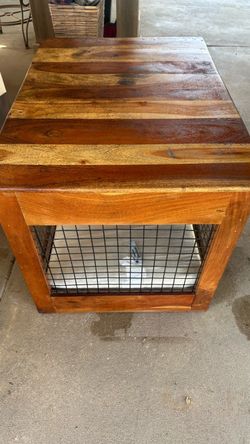 Solid Wood Dog Crate End Table