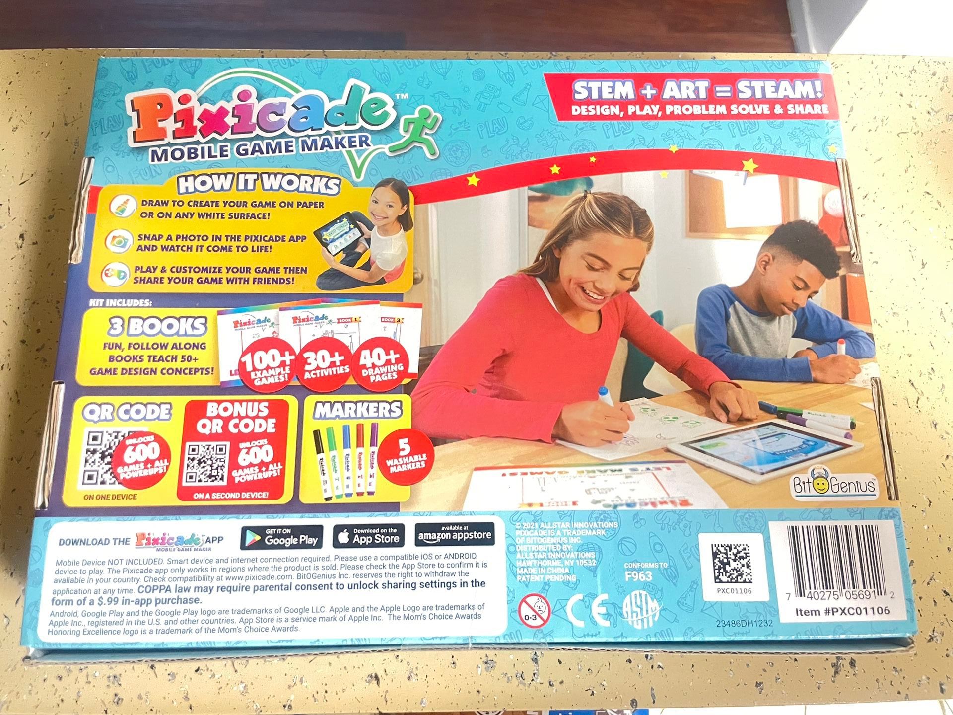 Pixicade Kid's Mobile Game Maker, Create 1200+ Virtual Games, Learn Math & Technology, Ages 6-12+