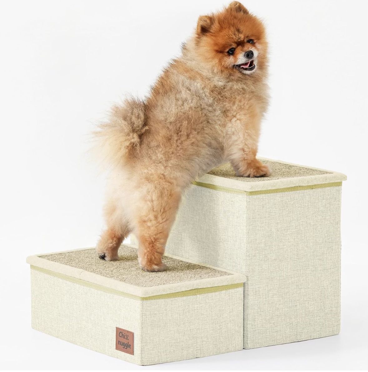 Dog Stairs for Bed and Couch - 13" H, 2 Step Portable Dog Steps with Detachable Mats & Storage, Foldable Pet Steps for Small Medium or Large Dogs Pupp