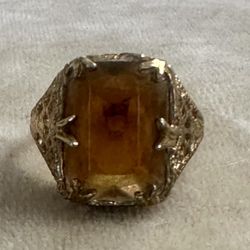 Vintage 14k GE Gold Plated, Topaz Cocktail Ring, Size 6.5, 3.6 grams Total Weight