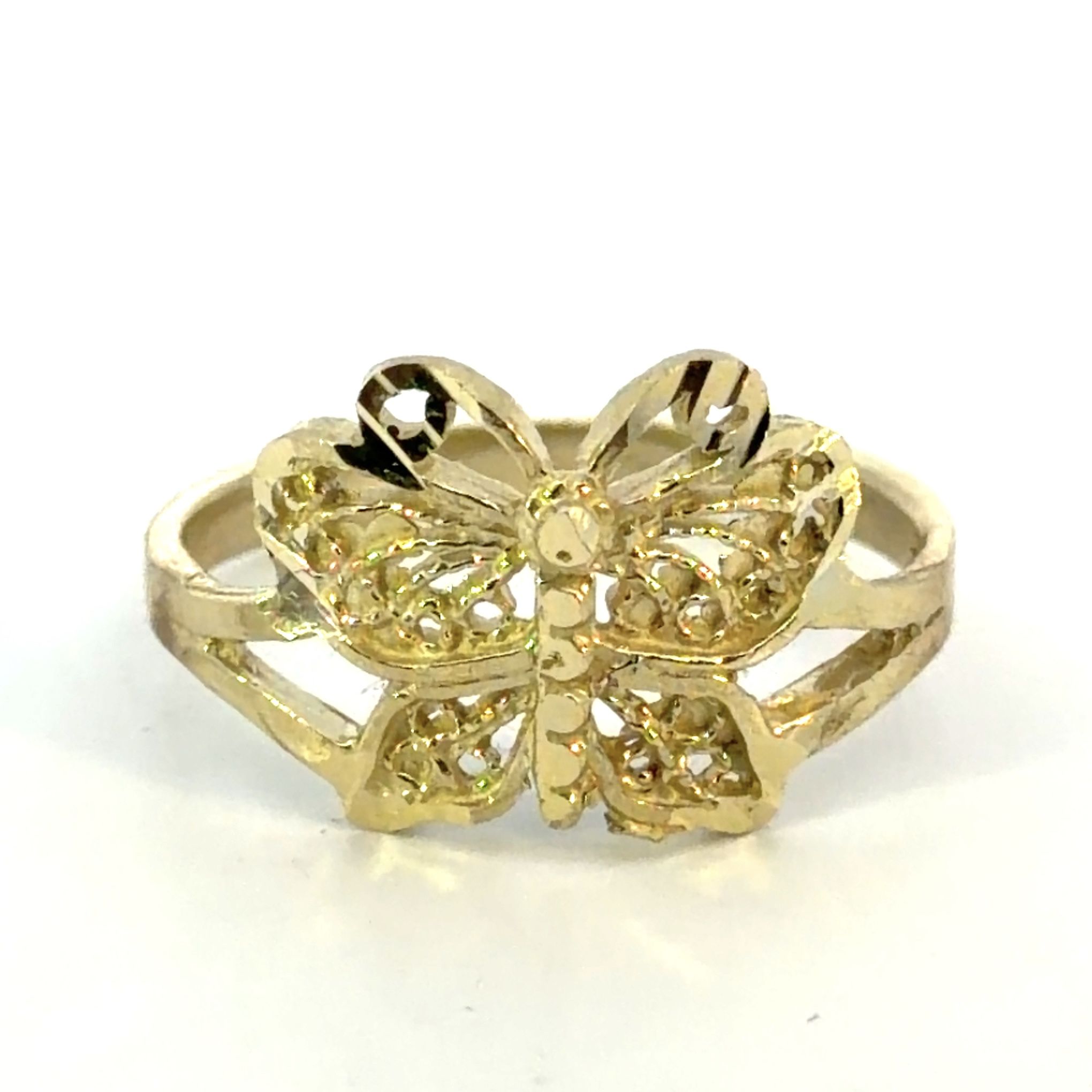 Woman’s Ladies 10k Yellow Gold Filigree Butterfly Band Ring Size 7 GP3126962