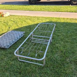 Vintage Aluminum Spring Frame Folding Camping Cot / Travel Bed