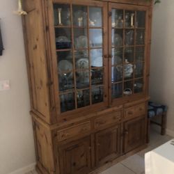 Antique Pine China Cabinet