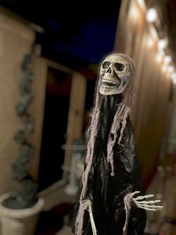 Hanging Halloween Skeleton Reaper with light up eyes