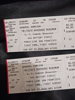 2 SF Comedy Showcase Tickets – Sep 27 2026