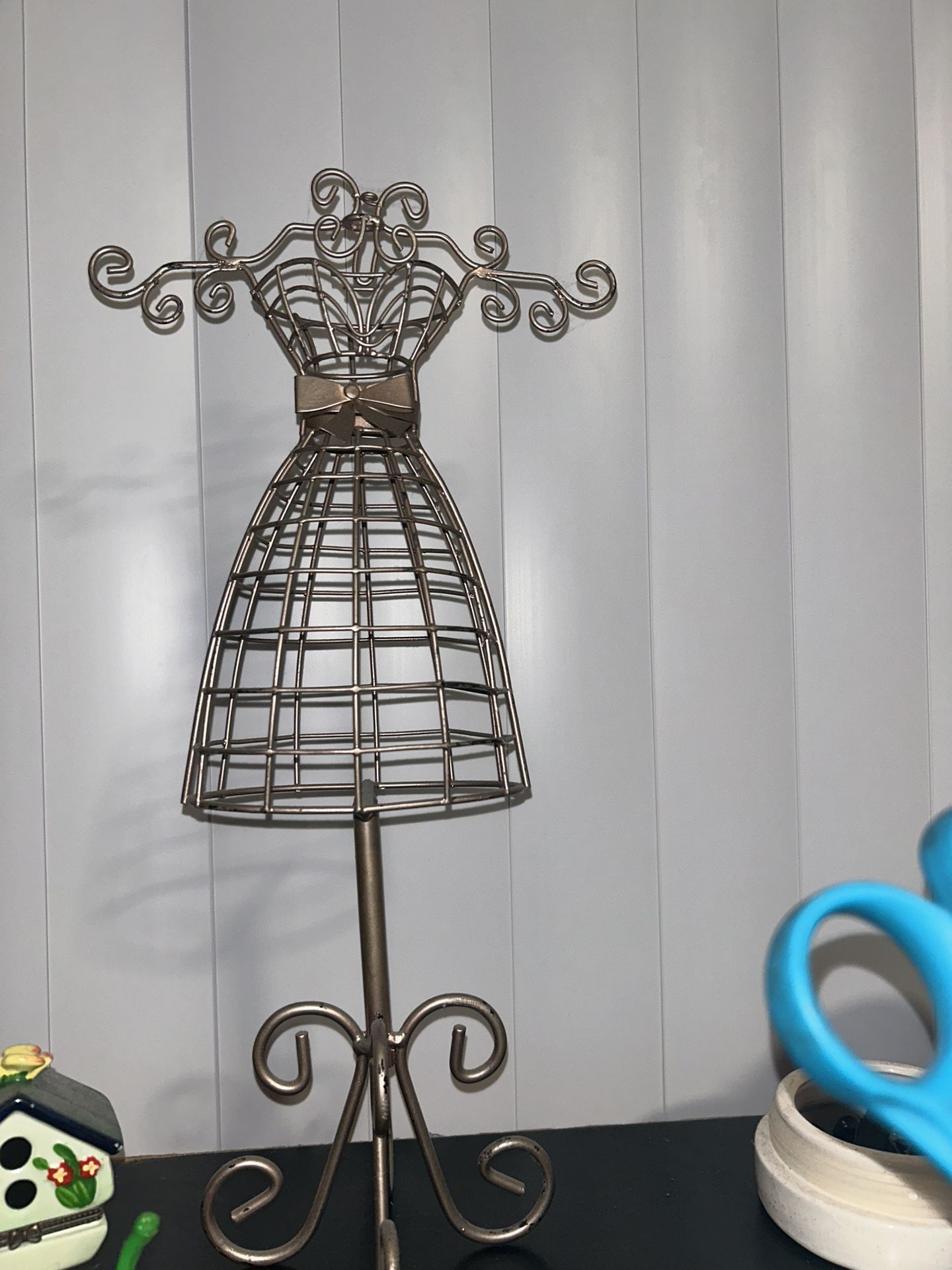 Vintage Dress Form. Jewelry Display Holder. Metal Mannequin. 