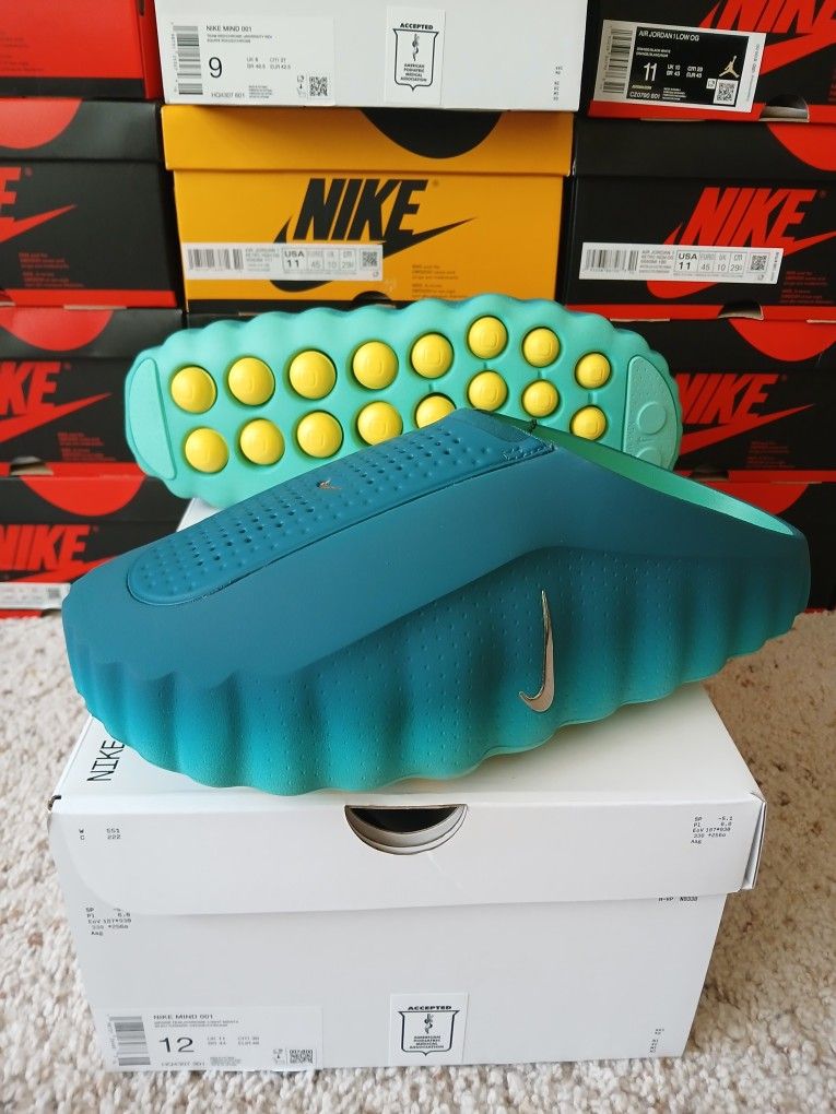 UNRELEASED GEODE TEAL NIKE MIND 001 SLIDES SIZE 12 MEN