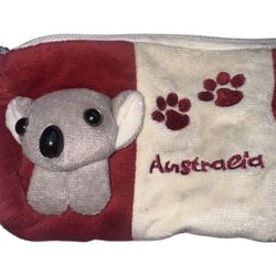 AUSTRALIA KOALA PLUSH ZIPPER CASE STRIPED COSMETIC POUCH BAG BUNDLE SET