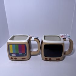 Two ZAK DESIGNS Retro TV Color Change Sculpted Mug 19oz