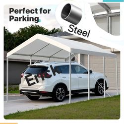 Canopy Party Tent, 10x20ft Heavy Duty Portable Garage, Car Port with Storage Shed, Car Canopy with All-Season Tarp for Car, Truck, Boat, Party, White