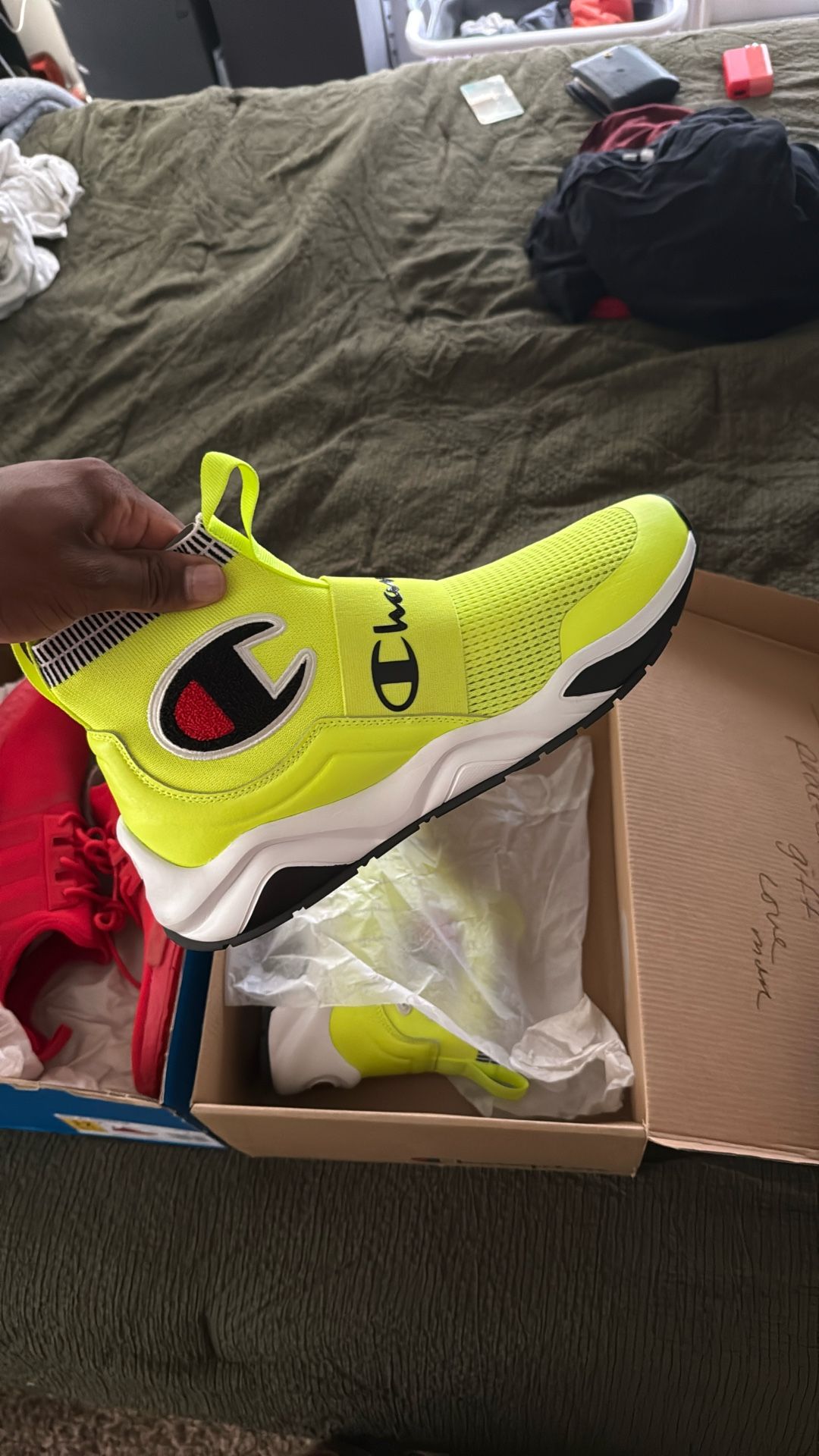 Yellow and Grey Champion shoes Size 12