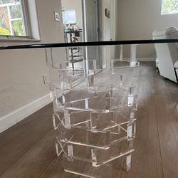 Lucite and glass table dinning table