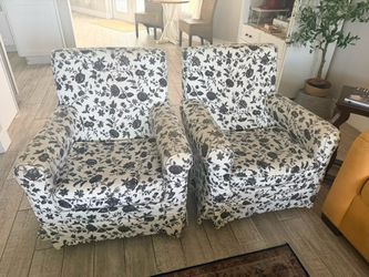 Pair of Floral Upholstered Accent Chairs