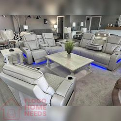 3 Pieces Gray color power Recliner Sofa Set