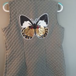 Butterfly Black and White Check Vest