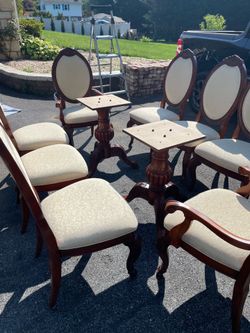 Traditionalw Inlaid Wood Dining Table and Chair Set
