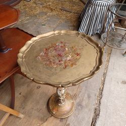 Vintage Gold Inlay Table Solid Wood
