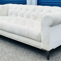 CHESTERFIELD TUFTED 84" SOFA COUCH WHITE  LIKE RESTORATION HARDWARE 