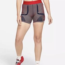 Nike X Gyakusou Women’s Red/Navy Blue Utility Shorts Tights Size Medium 