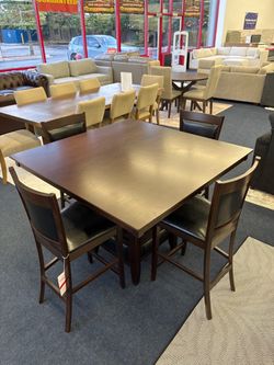 Square Counter Height Dining Table with 4 Chairs