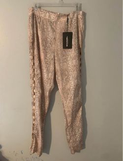 Women’s Light Pink Lace Up Corset Snakeskin Leggings Size 8