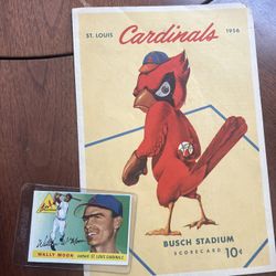 WALLY MOON CARD AND 1956 BUSH STADIUM-PROGRAM