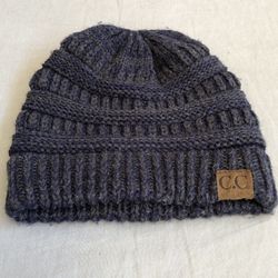 C.C Two Tone Beanie Hat Cap Thick Knit Women Men Unisex Navy/Charcoal Acrylic (Silver Lake)