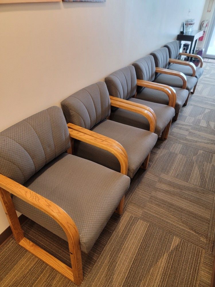 Wooden arm waiting room chair