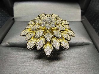 Solid stamped silver 925 gold plated ring size 7