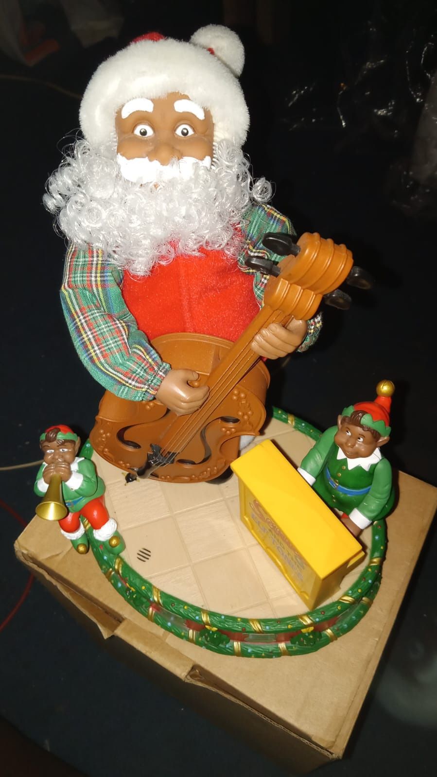 Avon Voice Activated Black Santa And The Elf-Tones Animated Figure