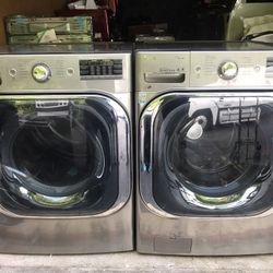 LG Mega Capacity Stainless Steel Steam Washer & Dryer Set 