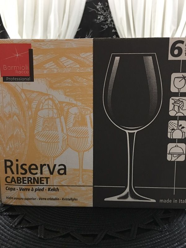 CRYSTAL--6 BORMIOLI ROCCO "RISERVA" CABERNET STEMWARE