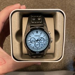 Men’s Fossil Coachman Chronograph Black Leather Watch 