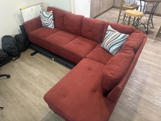 Modern Burgundy Tufted Sectional - Great Condition!