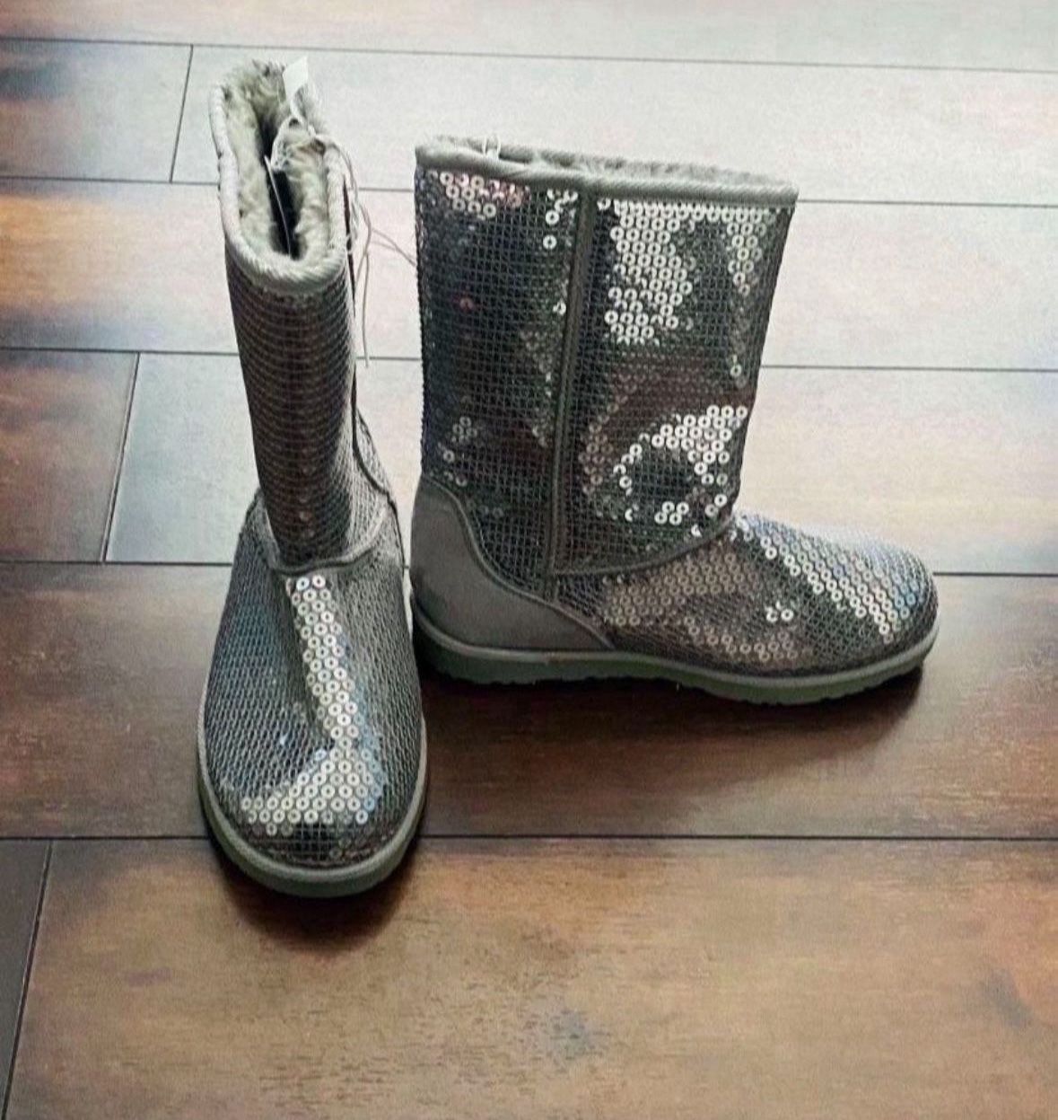 Little Girls Clothes And Shoes Brand New Toddler Silver Sequins Boots Size 1 Kids Great For A Christmas Present Gift