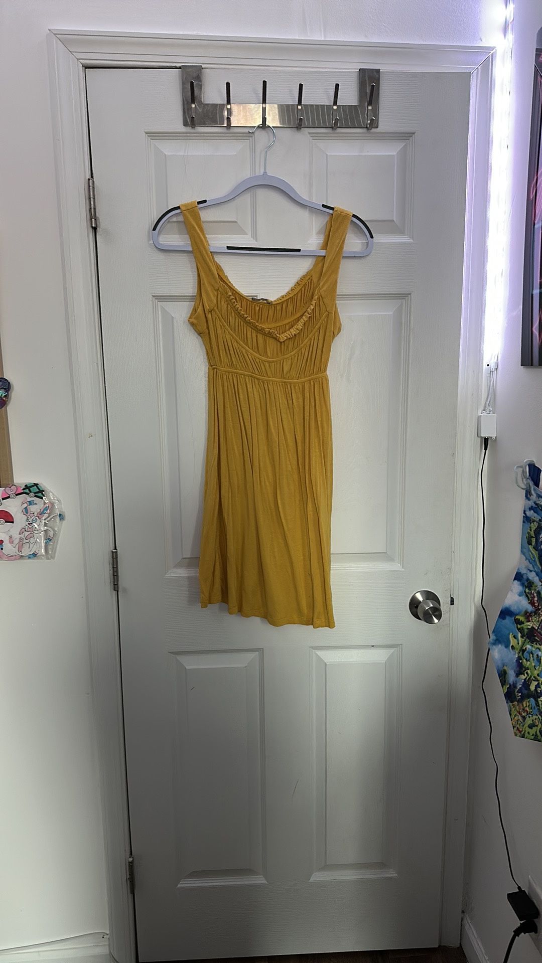 Delia’s Mustard Yellow Ruched Empire Waist Dress – Size Small