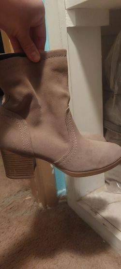 Taupe Suede Block Heel Ankle Boot