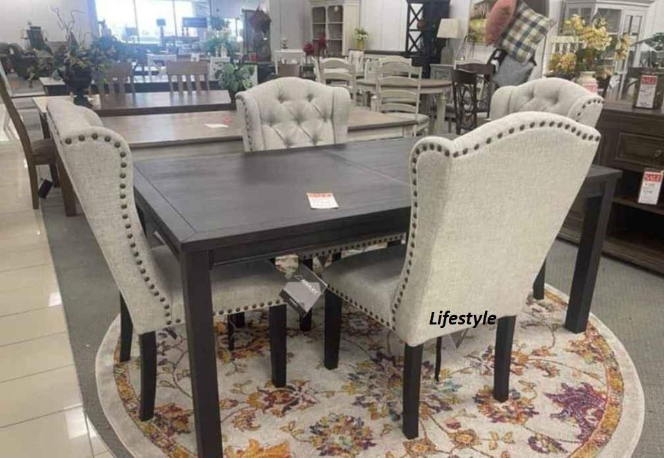 Jeanette Black Linen Dining Room Set* Next Day Delivery