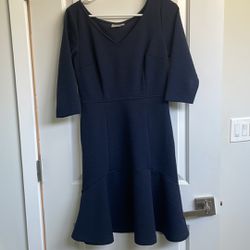Knee length dress in navy blue