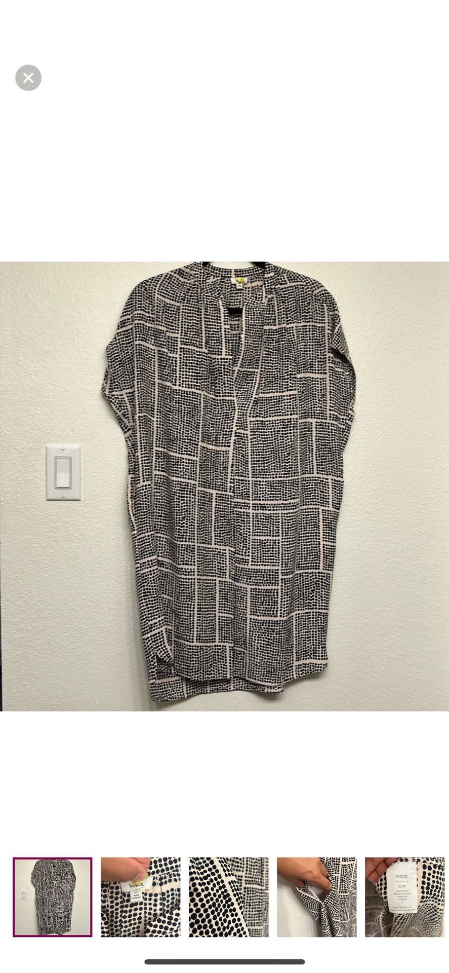 VINCE/ Dress/ XS / 100%Silk/ Cream and Black polka dots dress