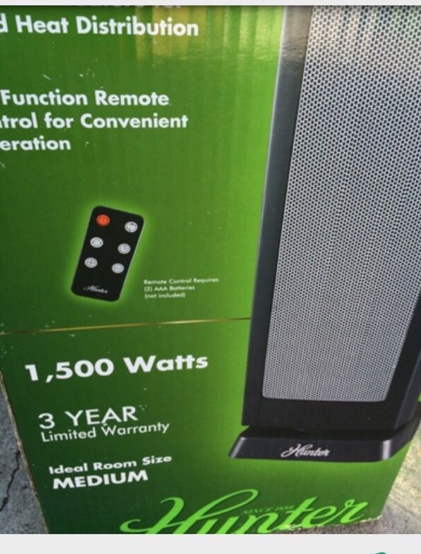 Hunter Heaters 24 in. 1500-Watt Digital Ceramic Tower Heater with Remote  Control Blacks HPQ15C-EA New with box for Sale in Phoenix, AZ - OfferUp