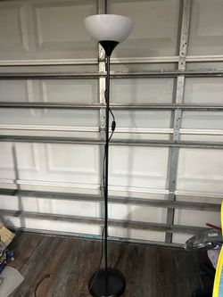 Black metal, tall floor lamp