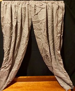 34”L x 19”Wide Panel Curtain Drape Shade Black & Tan/Cream Colonial Country Rustic Farmhouse ~ Smoke & Pet Free ~ SHIPPING AVAILABLE