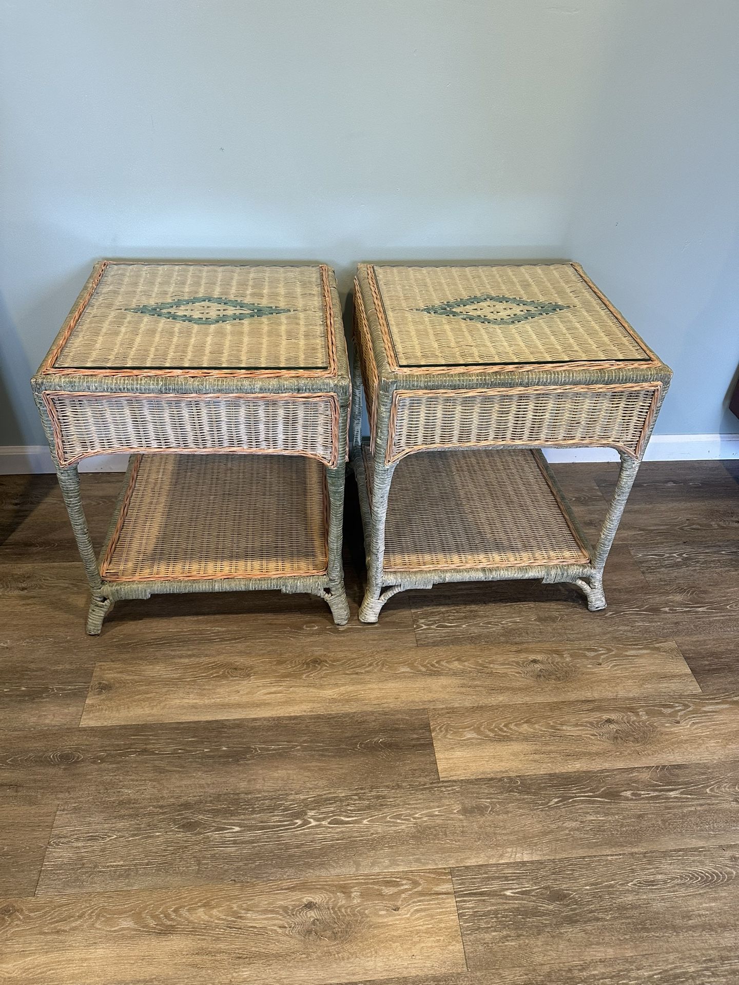 2 Rattan End Tables